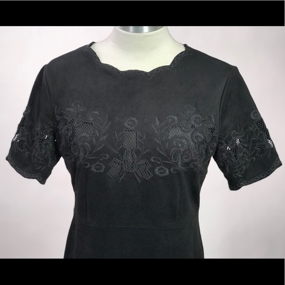 Zara Black Suede Lace Short Sleeve Cutout Dress - Picture 8 of 9